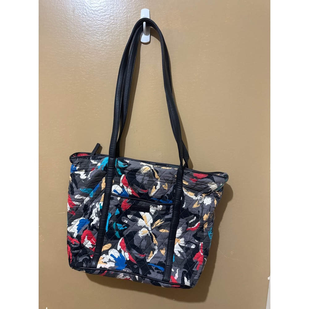 Vera Bradley Tote Bag Women Large Black Multi Good Quilted Floral Coin Purse